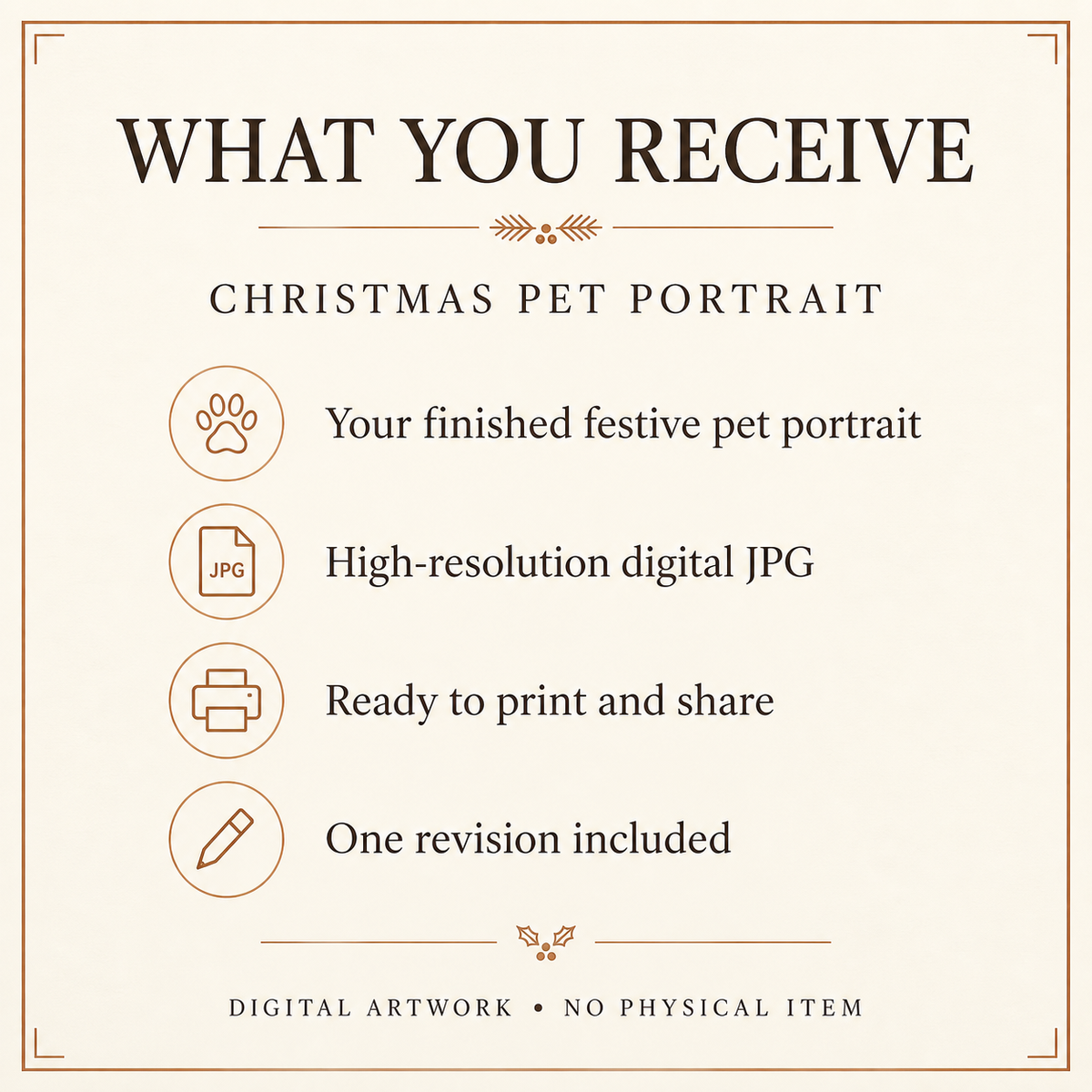 Christmas Pet Portrait - what you receive