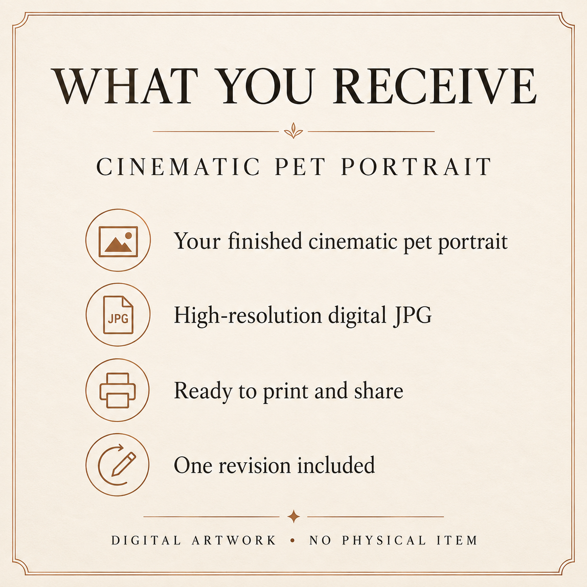 Cinematic Pet Portrait - what you receive